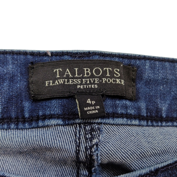 TALBOTS Flawless Five Pocket Cropped Capri Jeans Size 4P String Accent Casual - Picture 4 of 11